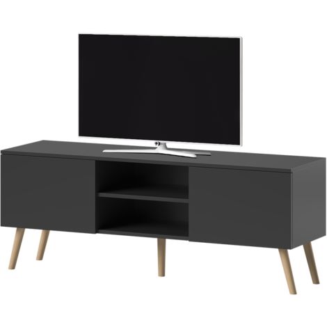 Selsey VEROZIA LIGNNUM - Meuble tv / Banc tv (noir mat ...