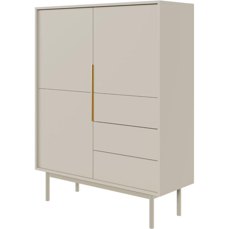 Viviaro - Commode haute à trois portes - 104 cm - avec trois tiroirs - taupe (gris-beige) - Selsey