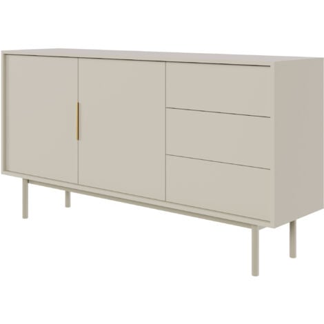 Selsey VIVIARO - Credenza a due ante - 154 cm - e tre cassetti - Taupe (Grigio-Beige)