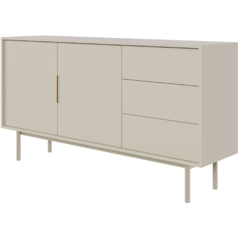 Selsey VIVIARO - Sideboard 2-türig mit 3 Schubladen, Graubeige, 154 cm
