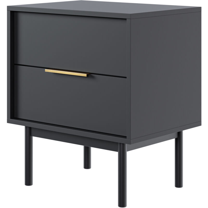 Selsey - viviaro - Table de chevet avec 2 tiroirs - 54 cm - noir