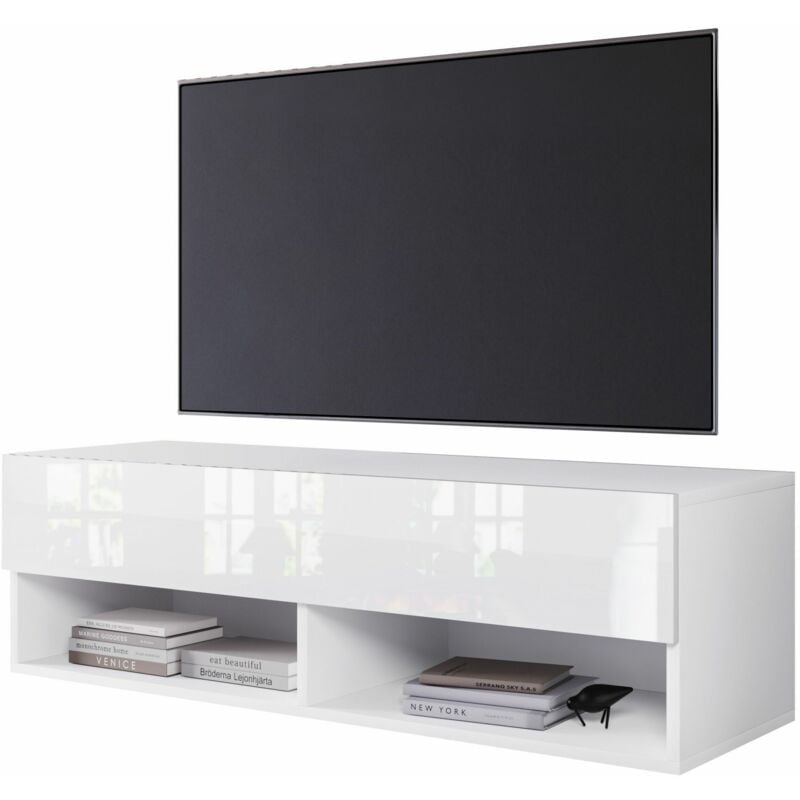 Selsey - wander - Meuble tv - 100 cm - blanc mat/blanc brillant - sans led