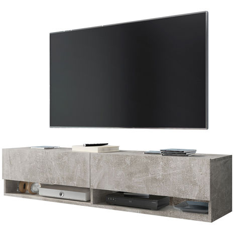 Selsey WANDER - Mobile TV Sospeso / Tavolino TV Moderno / Porta TV per Salotto (140 cm, Grigio Cemento, senza LED)