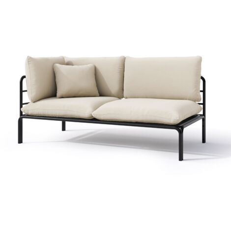 Selsey Worcully - Garten-Chaiselongue, wasserabweisend, beige/schwarzes Gestell