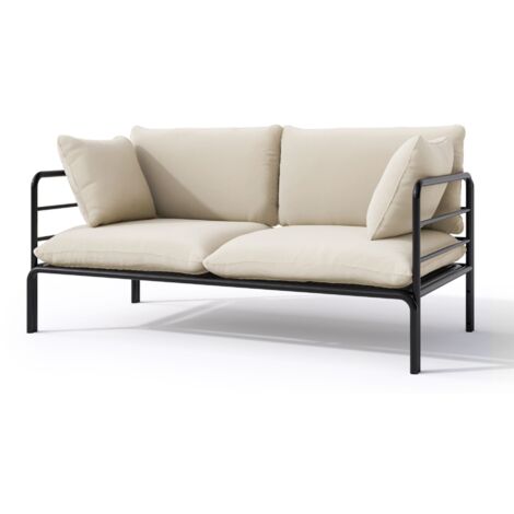 Selsey Worcully - Garten-Sofa 2-Sitzer, wasserabweisend, anthrazit/schwarzes Gestell