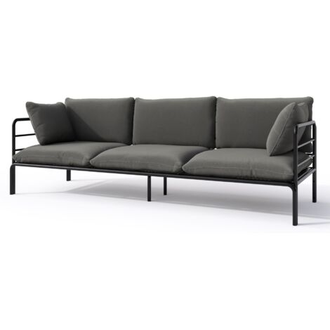 Selsey Worcully - Garten-Sofa 3-Sitzer, wasserabweisend, anthrazit/schwarzes Gestell