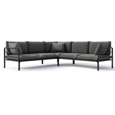 Selsey Worcully - Gartenecksofa mit wasserfestem Bezug, Anthrazitgrau / schwarzes Gestell