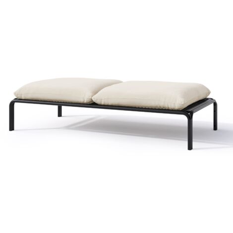 Selsey Worcully Gartenhocker mit wasserabweisendem Stoff, Beige/Schwarz, 150 x 72 cm