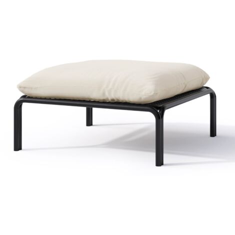 Selsey Worcully Gartenhocker mit wasserabweisendem Stoff, Beige/Schwarz, 75 x 72 cm