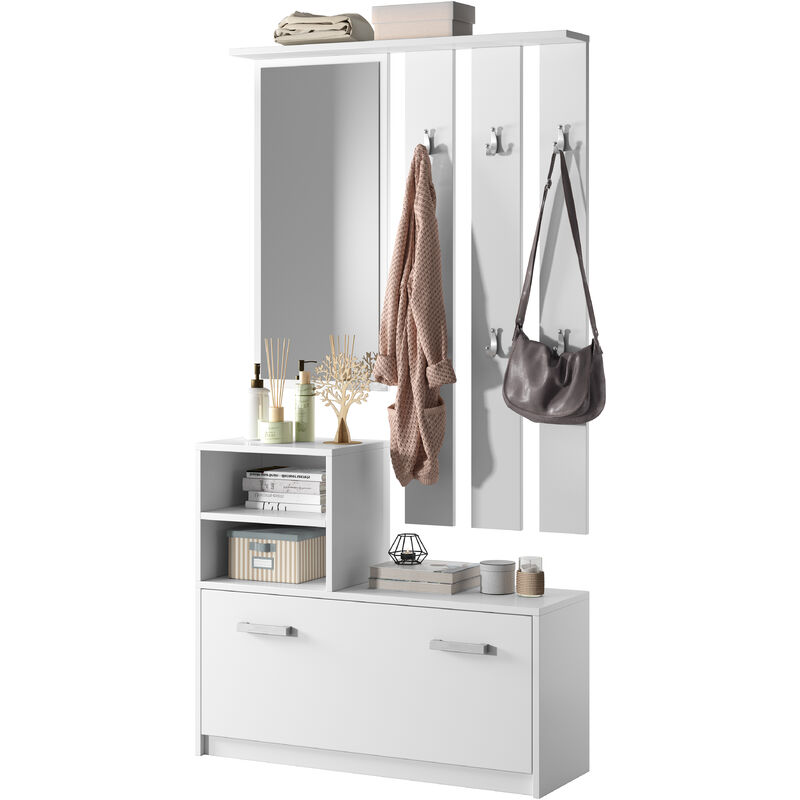 

Selsey Yesfir - Juego de recibidor - con espejo - blanco - moderno