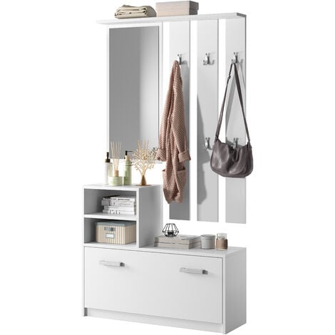 Selsey Yesfir - Juego de recibidor - con espejo - blanco - moderno