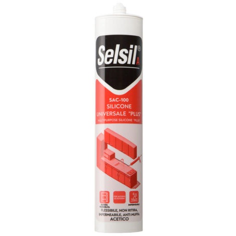 SELSIL SILICONE ACETICO PLUS SAC-100 BIANCO 280 ML- 25,0 pz