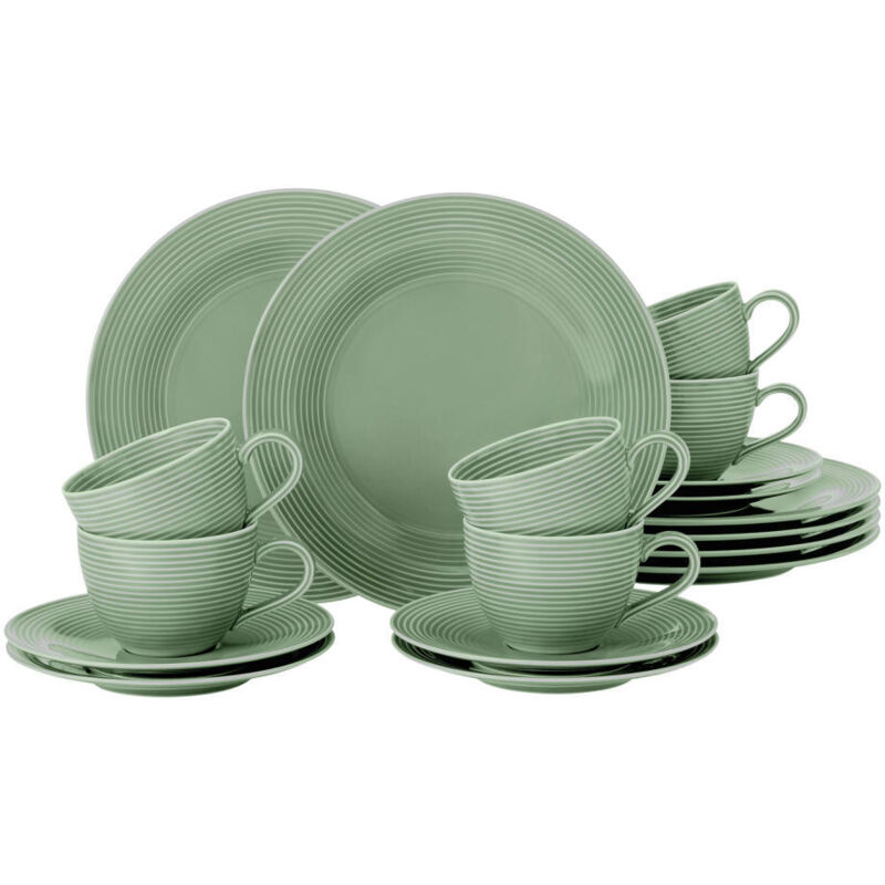 Seltmann Weiden Beat Salbeigrün Kaffeeservice 18-tlg., Geschirr-set, Porzellan, Grün, 001.751398