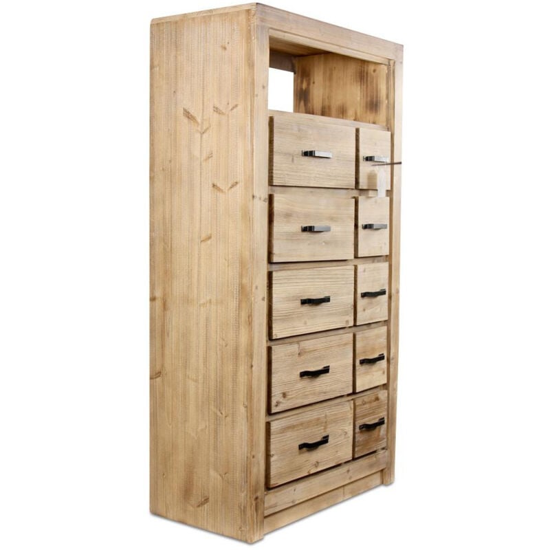 Semainier chiffonnier 10 tiroirs naturel - Bois - Naturel - Décoration d'Autrefois