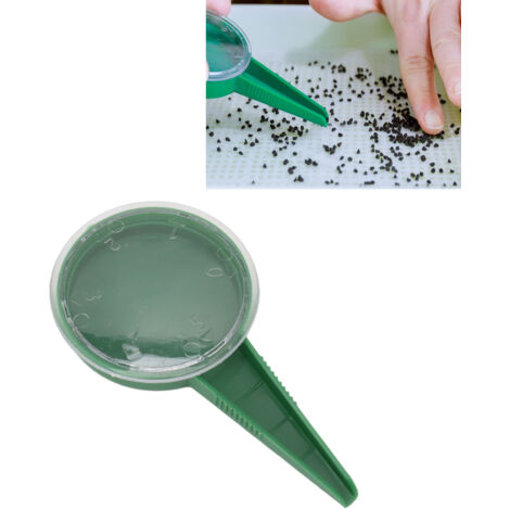 Sembradora manual de 10 piezas con 5 salidas diferentes, material de siembra de plástico verde reutilizable (12,4 cm).