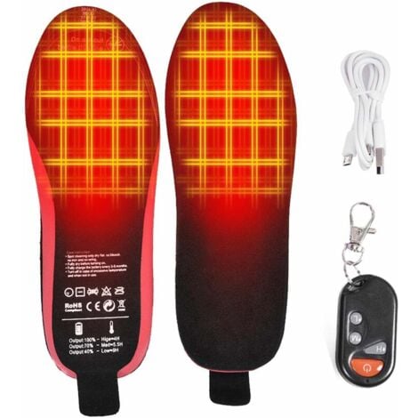 AUTRES -Semelles chauffantes électriques, semelle chauffante rechargeable avec interrupteur à télécommande 3 niveaux de chaleur, chauffe-pieds sans fil pour la chasse (taille 35-40),TRIMEC