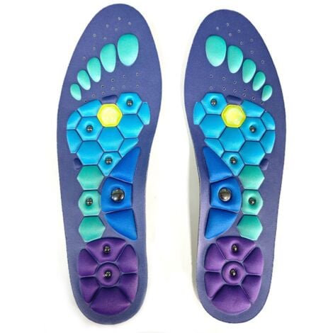 Semelles d'acupression, semelles d'acupression magnétiques pour hommes et femmes, semelles de massage d'acupression, soulagement de la douleur au pied (bleu) taille L