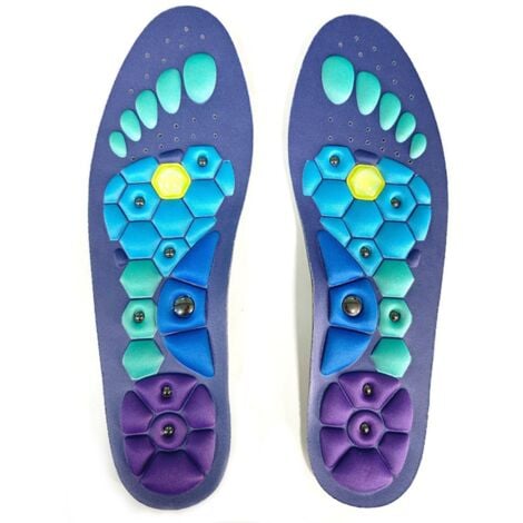 ENSOLEILLE Semelles d'acupression, semelles d'acupression magnétiques pour hommes et femmes, semelles de massage d'acupression, soulagement de la douleur au pied (bleu) taille L