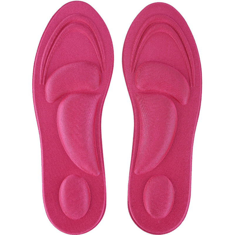 Semelles Orthopédiques pour Pieds Plats avec Soutien de la Voûte Plantaire en Mousse Mémoire Confort Rouge Rose pour Femmes