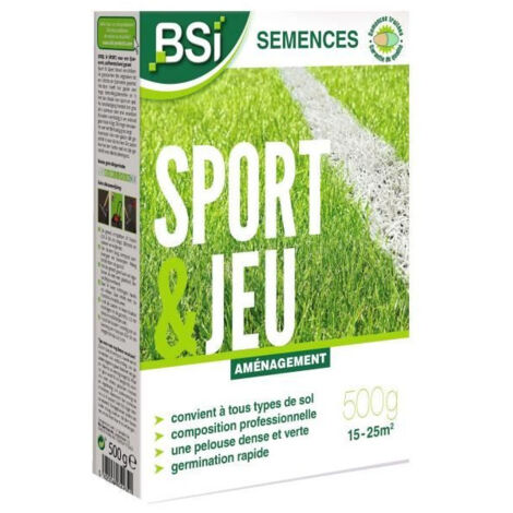 Semences de gazon - BSI - Sport & jeu - Avec enrobage protecteur - Haute qualité - jusqu'a 25 m² - 500g
