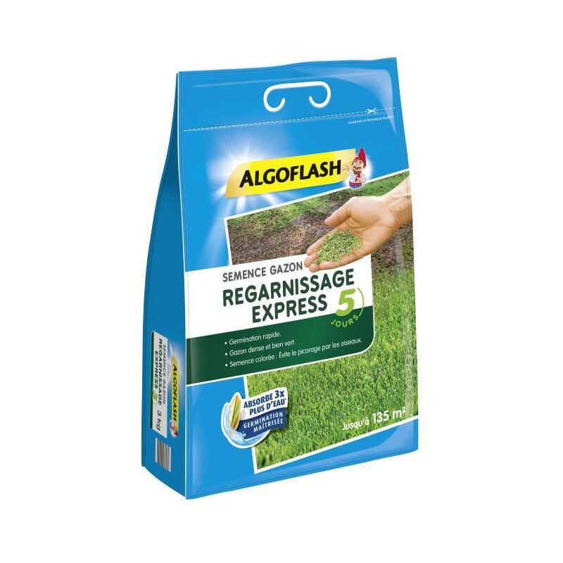 Algoflash - Semences Gazon Regarnissage Express 5 jours 3 kg