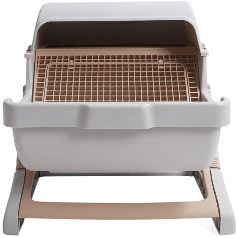 Semi Automatic Cat Litter Box Plastic Easy Assembly Semi Enclosed Cat Litter Box Large Kitty Litter Box for Indoor Cats