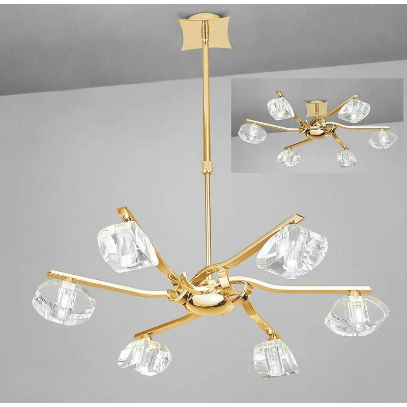 09diyas - Semi-ceiling light Alfa Convertible telescopic 6 Bulbs G9, gold