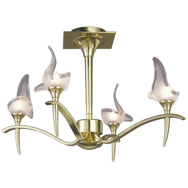 Diyas - Inspired Mantra Viena Semi Flush Round 4 Light G9, Polished Brass