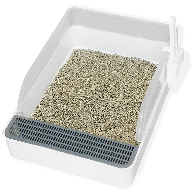 Semi-Clos Cat Bac A Litiere Amovible Anti-Splash Non-Collant Kitty Litiere Chat Toilette Avec Litiere Scoop, L