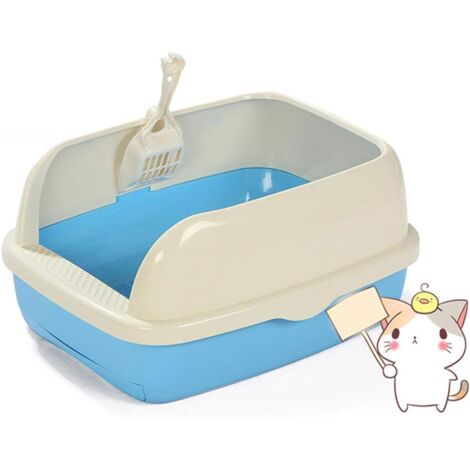 Semi-Enclosed High Cat Litter Box Scoop Tray Toilet Supply Anti-Splash Pet Toilet Indoor Home Plastic Sandbox Fence Detachable Clean Sand Supplies Pets Portable,Blue Blue