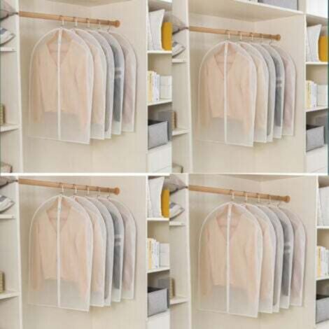 Semi Transparents Housse Vetements à Suspendre avec Zip, Anti Poussière Etanche Mite Humidité，16 Housses de Vêtements, 60x120cm,