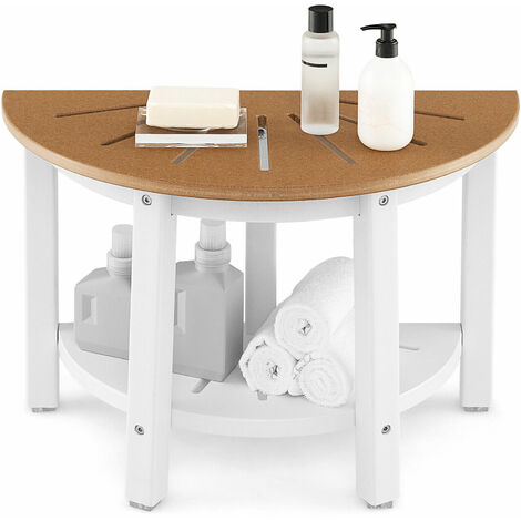 Semicircular Shower Bench 2-Tier Bath Bench Seat Bathroom Inside Shower Stool