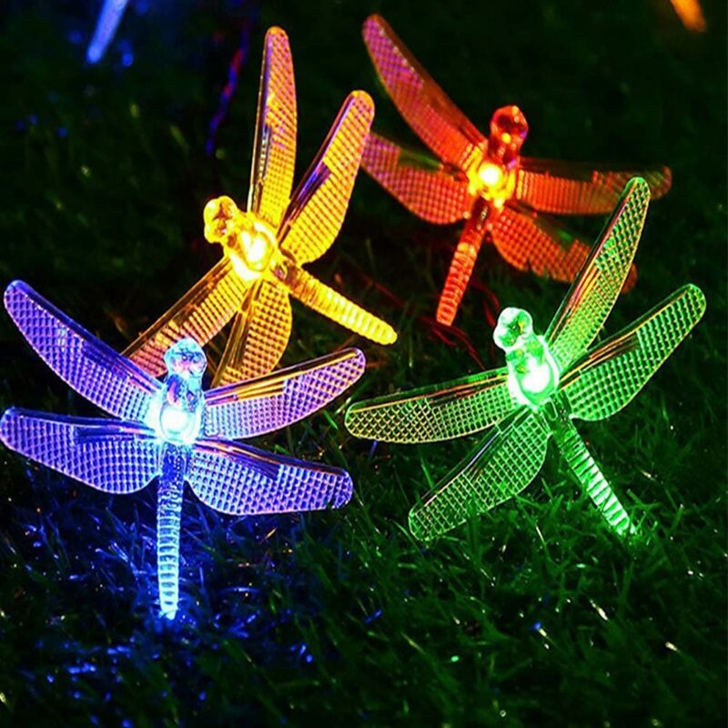 Semilits Solar String Lights 20Ft 30LED Dragonfly Shaped Waterproof Fairy Decoration Lighting for Indoor/Outdoor,Patio Christmas Party Holiday