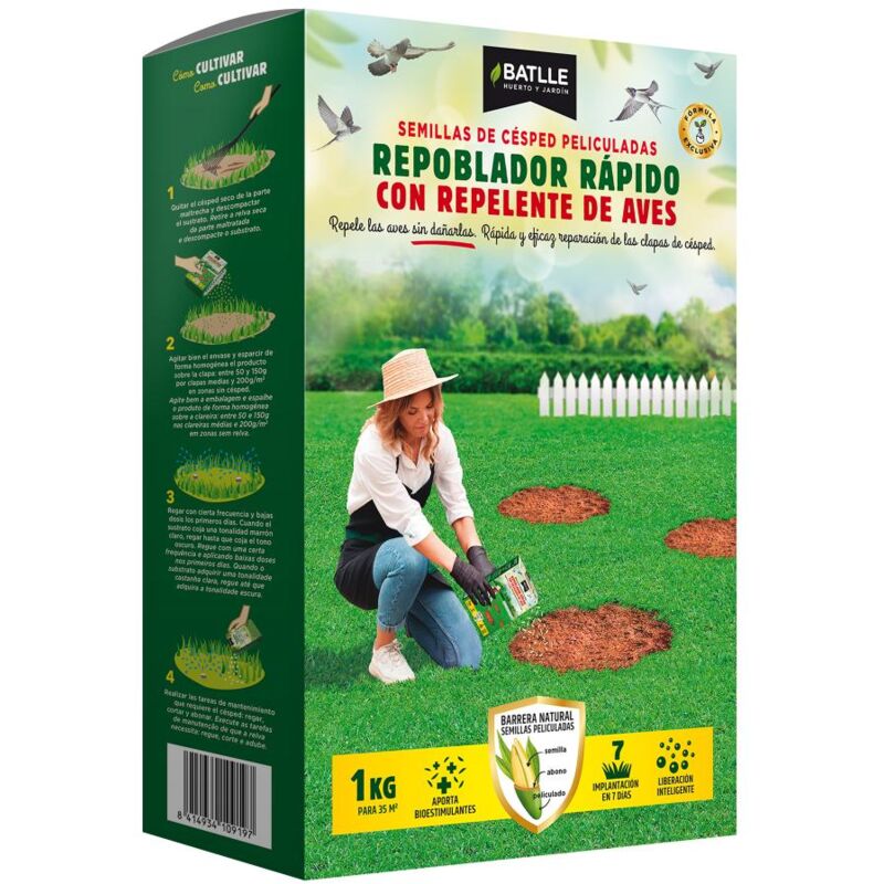 

Semillas césped repoblador rapido con repelente aves 1 kg - batlle