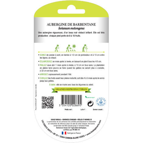 Semillas de berenjena Barbentane BIO Las Manos Verdes