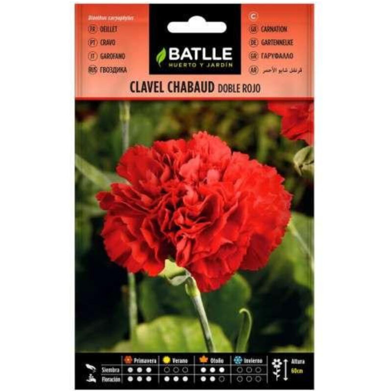

Semillas de Clavel Chabaud doble rojo