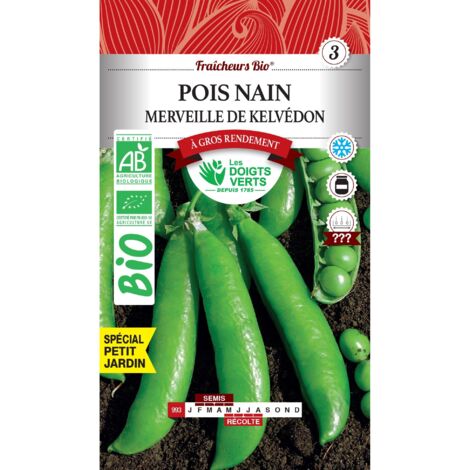 Semillas de guisante enano maravilla de Kelvedon BIO Los Dedos Verdes 30g