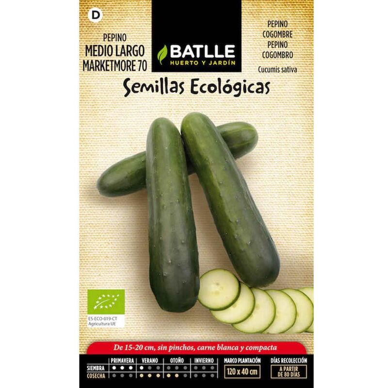 

Plantawa Semillas ecológicas de Pepino Medio Largo Marketmore 70 3 gr para Siembra Primavera Hortaliza para Cultivar - Battle
