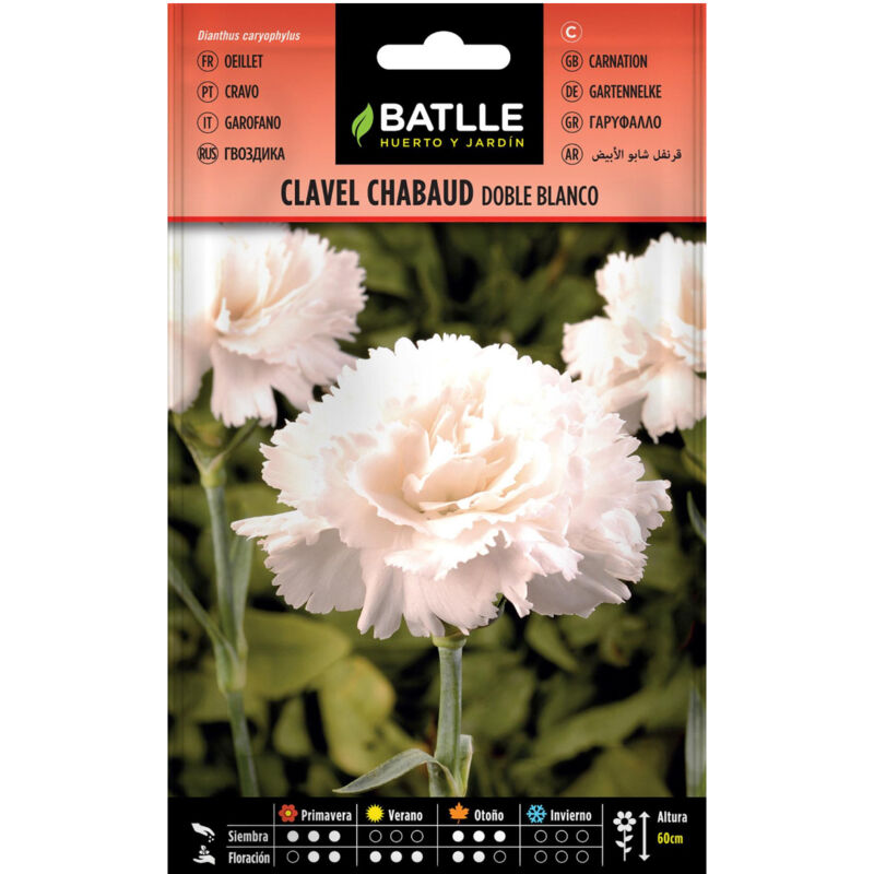 

Semillas de Clavel Chabaud doble blanco