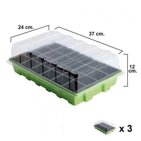 Semillero germinación invernadero 24 compartimentos con bandeja anti goteo sets de 3 piezas siembra / germinacion de plantas