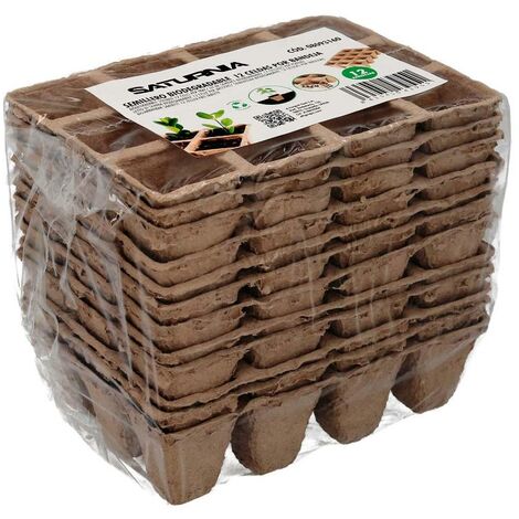 Semilleros biodegradables 16x12 cm. pack 12 bandejas con 12 celdas para siembra / germinacion de plantas