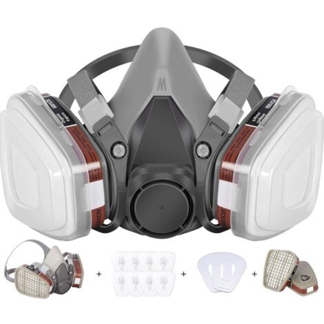 Semimaschera respiratoria riutilizzabile - Semimaschera respiratoria 6200, per verniciatura, polveri e formaldeide, levigatura, lucidatura, spruzzatura, polveri e prodotti chimici