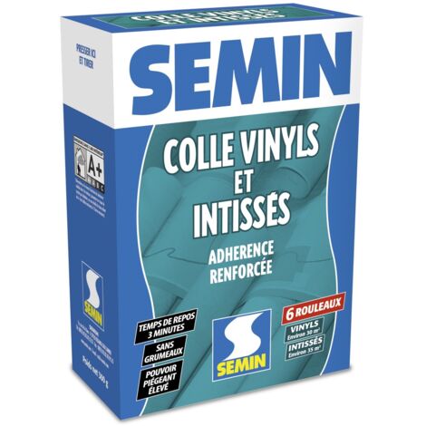 Semin – Colle en poudre pour papiers peints vinyls et intissés – Prise rapide en 3 min – Rendement 300 g pour 6 rouleaux – Surface couverte 30 m²