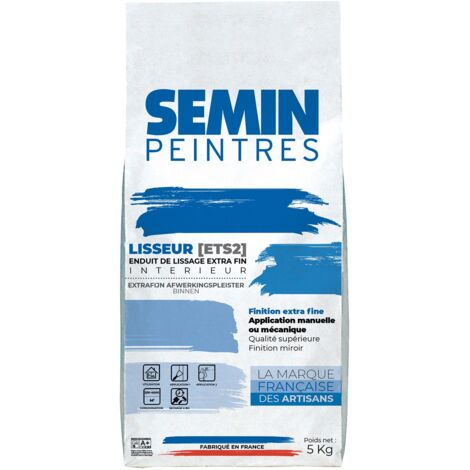 Semin – Enduit de lissage extra fin en poudre pour finition murs intérieurs – Sac de 5 kg – Application au couteau à enduire – Excellente qualité d'application