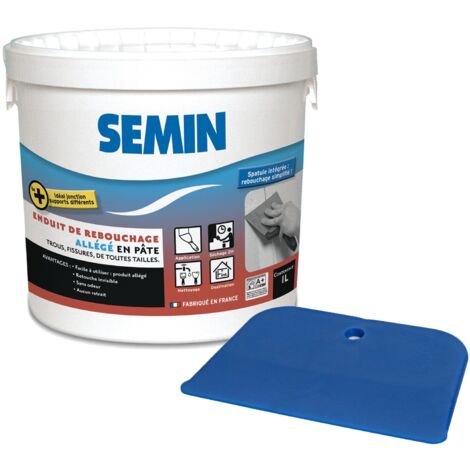 Semin – Enduit de rebouchage allégé pour fissures et trous importants – Application intérieure – Pâte légère sans retrait au séchage – Pot de 1 L