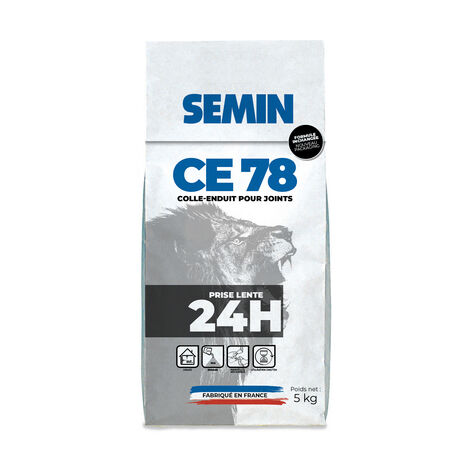 Semin – Enduit de rebouchage lent 24h – Poids 5 kg – Finition précise pour joints de plaques de plâtre – Applications durables
