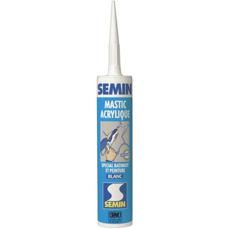 Semin – Mastic acrylique blanc 310 ml – Pour fissures et joints maçonnerie – Excellente adhérence sur bois, béton, PVC – Intérieur/extérieur