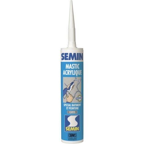 Semin – Mastic acrylique gris 310 ml – Pour combler fissures maçonnerie – Excellente adhérence sur bois, béton, PVC – Intérieur/extérieur