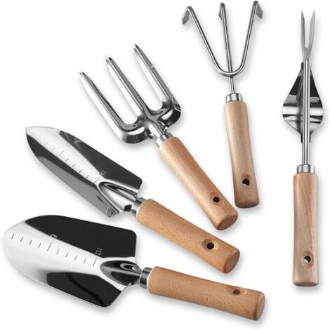 Semoir manuel, 2024 outils de désherbage manuel, ciseau de désherbage en acier inoxydable, outil de jardinage pour enlever les pissenlits avec pelle à manche en bois (grande pelle 27,9 x