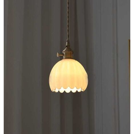 Semplice applique nordica, stile retrò, paralume in vetro, attacco E26, bianco, lampadina non inclusa
